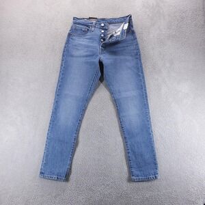 Levis 501 Jeans Womens 27 Blue Skinny High Rise Medium Wash Button Fly‎ Stretch